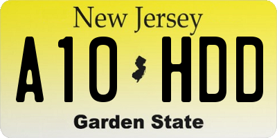 NJ license plate A10HDD