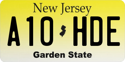 NJ license plate A10HDE