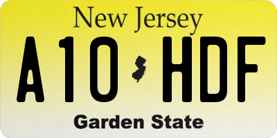 NJ license plate A10HDF