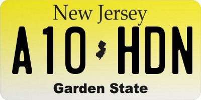 NJ license plate A10HDN