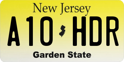 NJ license plate A10HDR