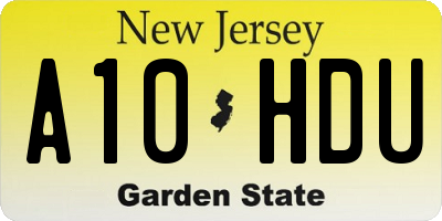 NJ license plate A10HDU