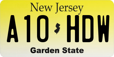 NJ license plate A10HDW