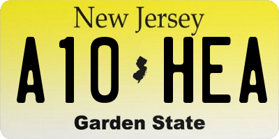 NJ license plate A10HEA