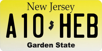 NJ license plate A10HEB