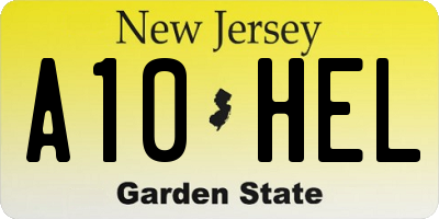 NJ license plate A10HEL