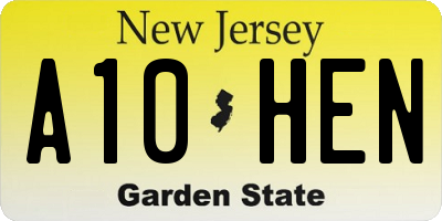 NJ license plate A10HEN