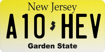 NJ license plate A10HEV