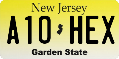 NJ license plate A10HEX