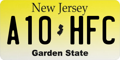 NJ license plate A10HFC