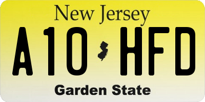 NJ license plate A10HFD