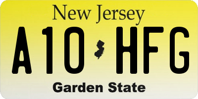 NJ license plate A10HFG