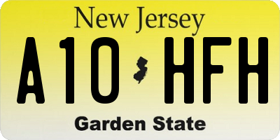 NJ license plate A10HFH