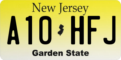 NJ license plate A10HFJ