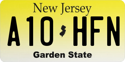NJ license plate A10HFN