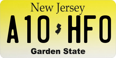 NJ license plate A10HFO