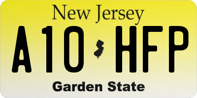 NJ license plate A10HFP