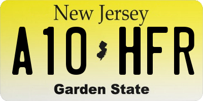 NJ license plate A10HFR