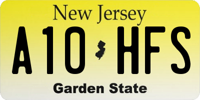 NJ license plate A10HFS