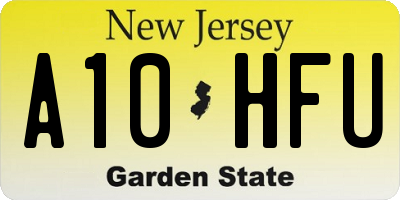 NJ license plate A10HFU