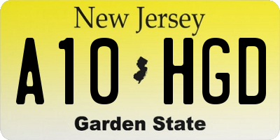 NJ license plate A10HGD