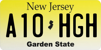 NJ license plate A10HGH