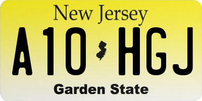 NJ license plate A10HGJ