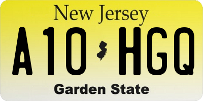 NJ license plate A10HGQ