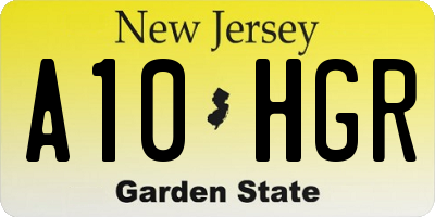 NJ license plate A10HGR