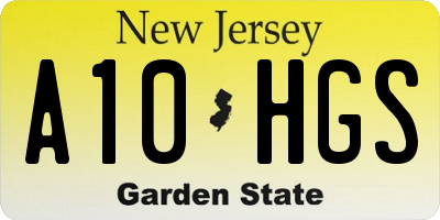 NJ license plate A10HGS