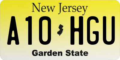 NJ license plate A10HGU