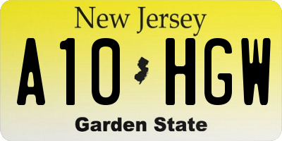 NJ license plate A10HGW