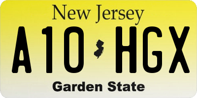 NJ license plate A10HGX