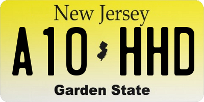 NJ license plate A10HHD