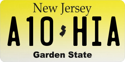 NJ license plate A10HIA