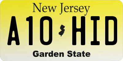NJ license plate A10HID