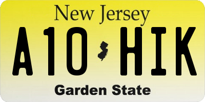 NJ license plate A10HIK