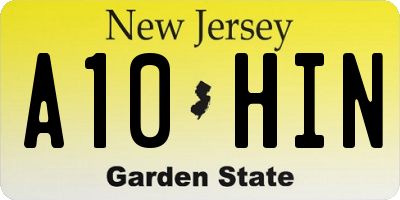 NJ license plate A10HIN