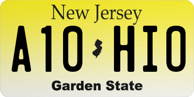 NJ license plate A10HIO