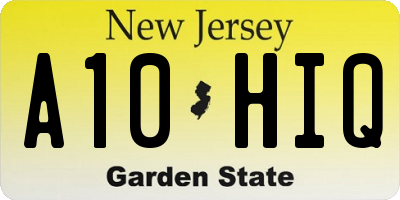 NJ license plate A10HIQ