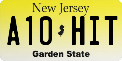 NJ license plate A10HIT