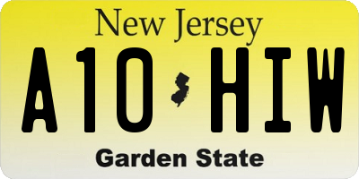 NJ license plate A10HIW