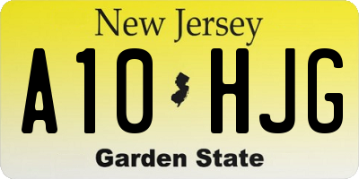 NJ license plate A10HJG
