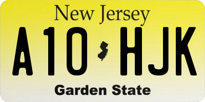 NJ license plate A10HJK