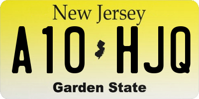 NJ license plate A10HJQ