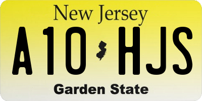 NJ license plate A10HJS