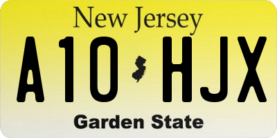 NJ license plate A10HJX