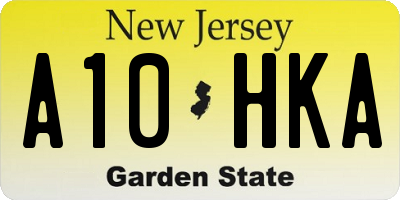 NJ license plate A10HKA