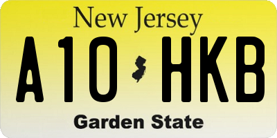 NJ license plate A10HKB