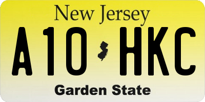 NJ license plate A10HKC